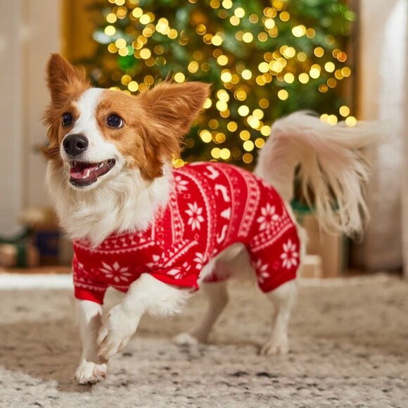 BNWT Red Fair Isle Dog & Cat Fleece Pajamas - Sizes M, L, XL - Picture 3 of 6